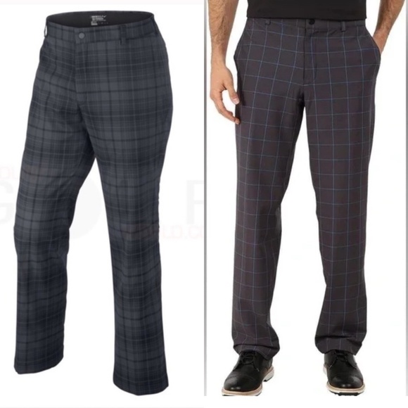 Nike Other - Mens Nike Pants Golf Tour Performance Pants Grey Black Plaid Print Dry- Fit 36